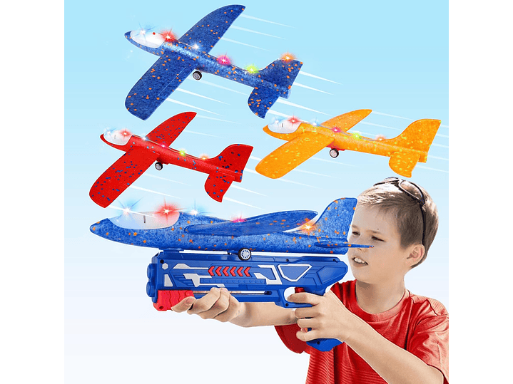 Paquete De 3 Juguetes Lanzadores De Aviones LED 1