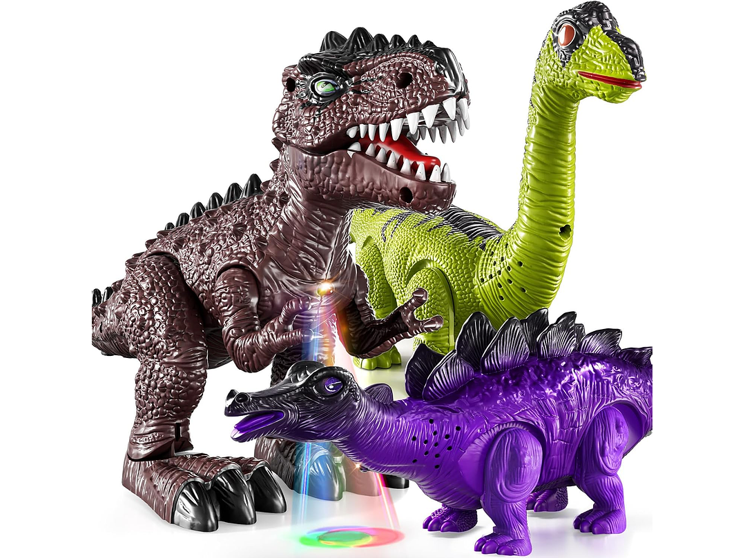 TEMI Paquete de 3 juguetes eléctricos de dinosaurio 1