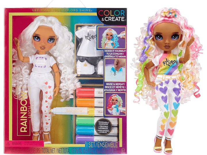 Rainbow High Colorea y crea la muñeca de moda DIY con marcadores de arco iris 1