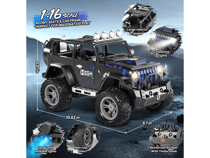  Auto De Control Remoto 1:16 Con Aerosol, Luces Y Sonido, 3