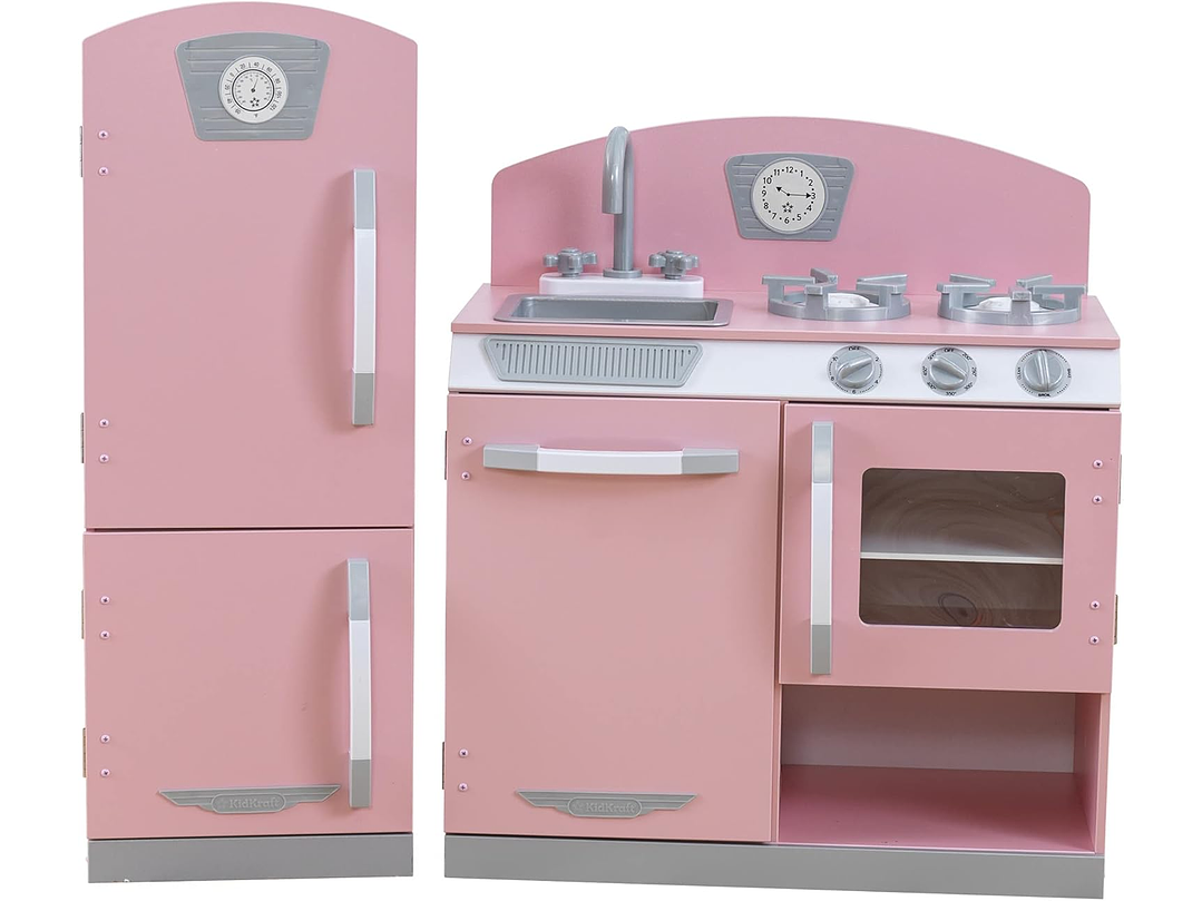  KidKraft Cocina y refrigerador rosado retro, Rosado 1