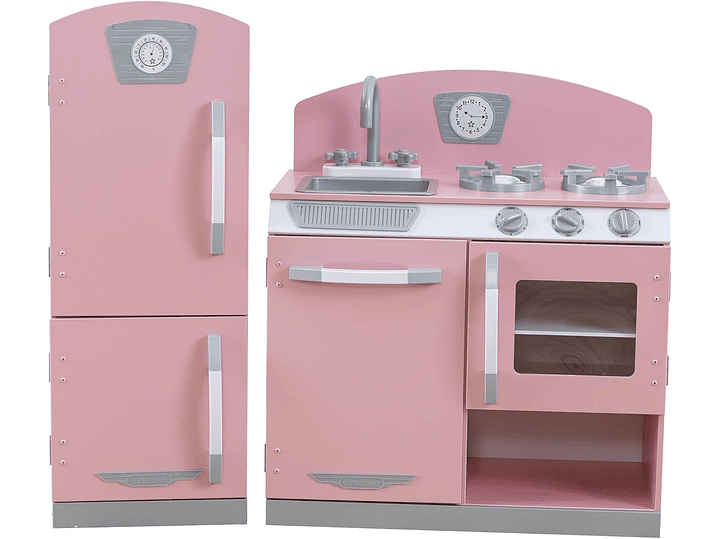  KidKraft Cocina y refrigerador rosado retro, Rosado 1