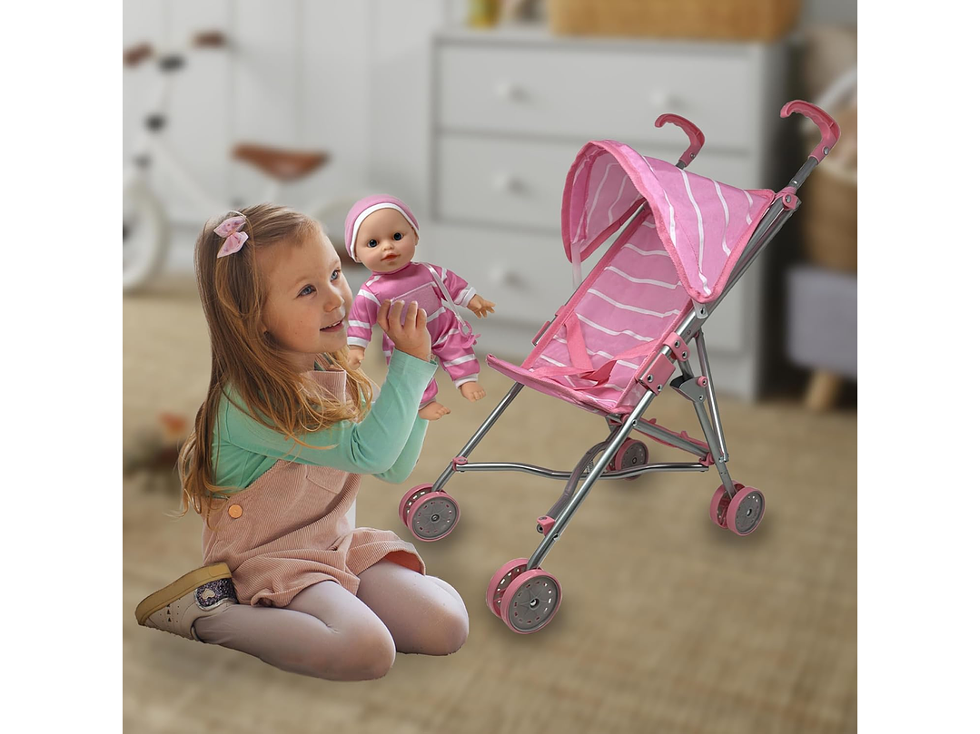 Muñeca De Bebé Con Juego De Coche 4