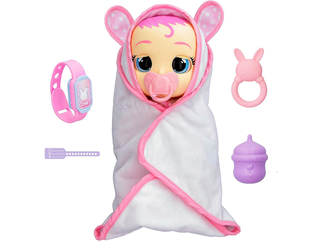 Cry Babies Muñeca recién nacida, Coney - Muñeca interactiva de bebé con más de 20 sonidos de bebé, niñas 2