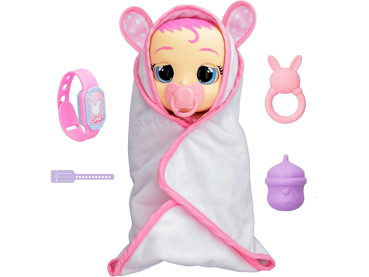 Cry Babies Muñeca recién nacida, Coney - Muñeca interactiva de bebé con más de 20 sonidos de bebé, niñas 2