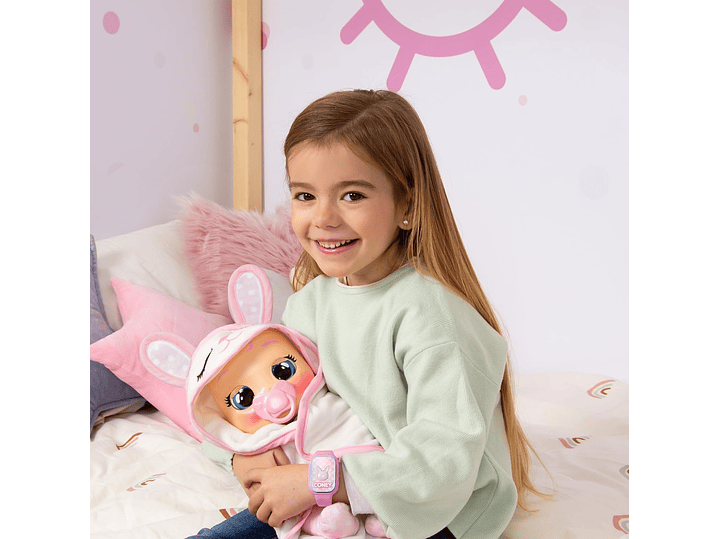 Cry Babies Muñeca recién nacida, Coney - Muñeca interactiva de bebé con más de 20 sonidos de bebé, niñas 3
