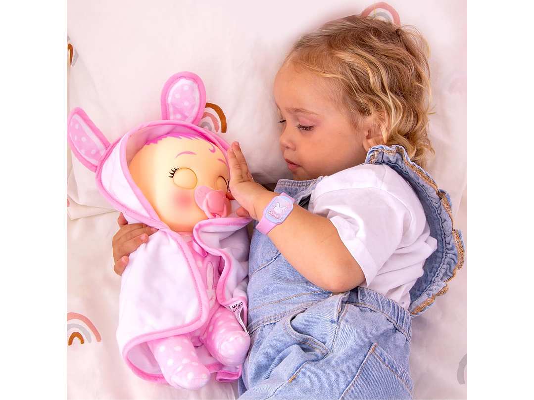 Cry Babies Muñeca recién nacida, Coney - Muñeca interactiva de bebé con más de 20 sonidos de bebé, niñas 4