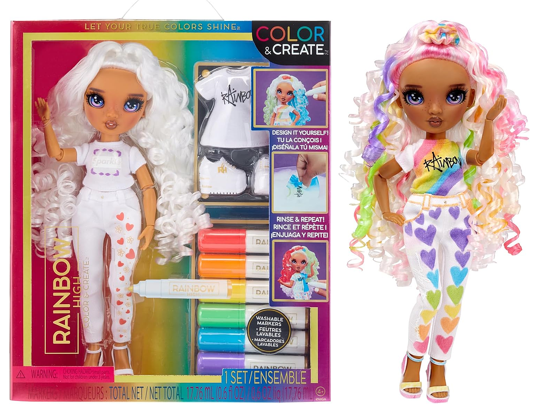 Rainbow High Colorea y crea la muñeca de moda DIY con marcadores de arco iris 1