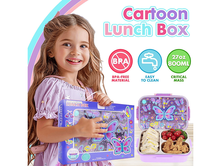 Estuche De Almuerzo Bento De Acero Inoxidable Para Niños, 1