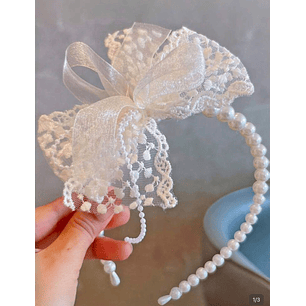 Diadema Perlas Encaje
