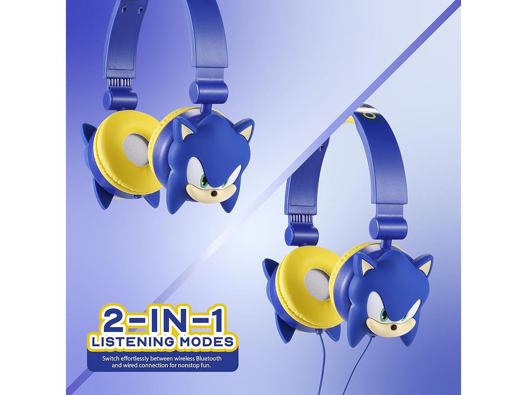  Sonic The Hedgehog - Auriculares Bluetooth para niños, auriculares inalámbricos y con cable con volumen 1