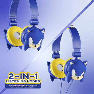  Sonic The Hedgehog - Auriculares Bluetooth para niños, auriculares inalámbricos y con cable con volumen