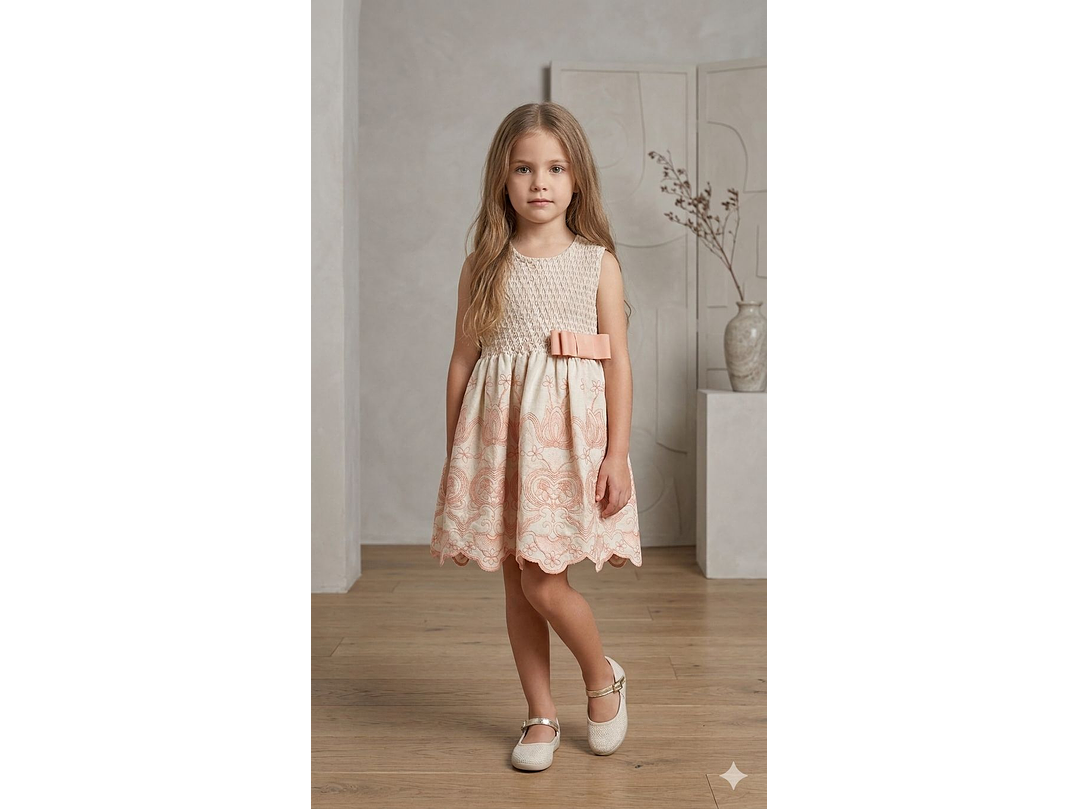 Vestido Bordado Nido De Abeja  1