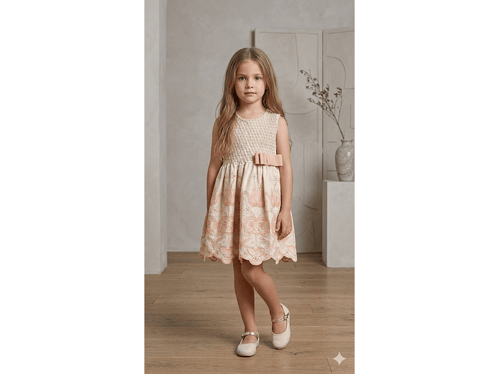 Vestido Bordado Nido De Abeja  1