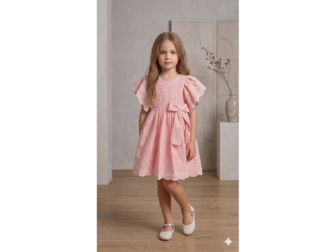 Vestido Ojalillo Rosa  1