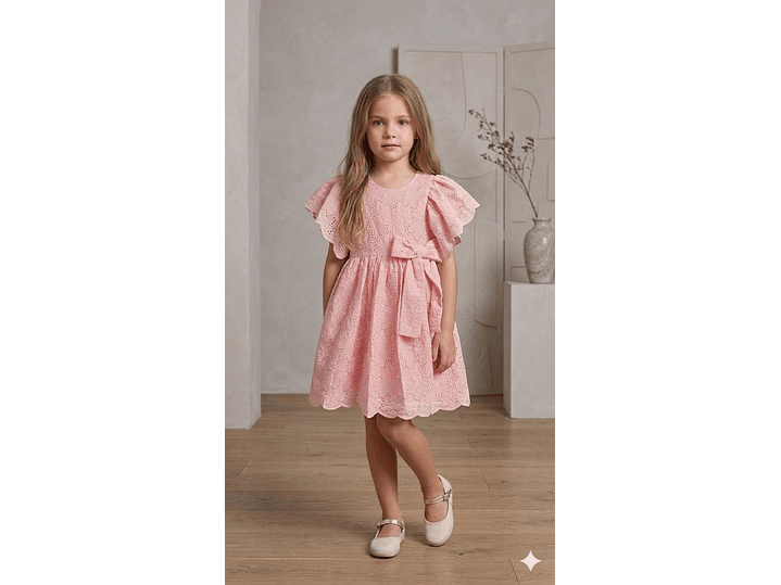 Vestido Ojalillo Rosa  1