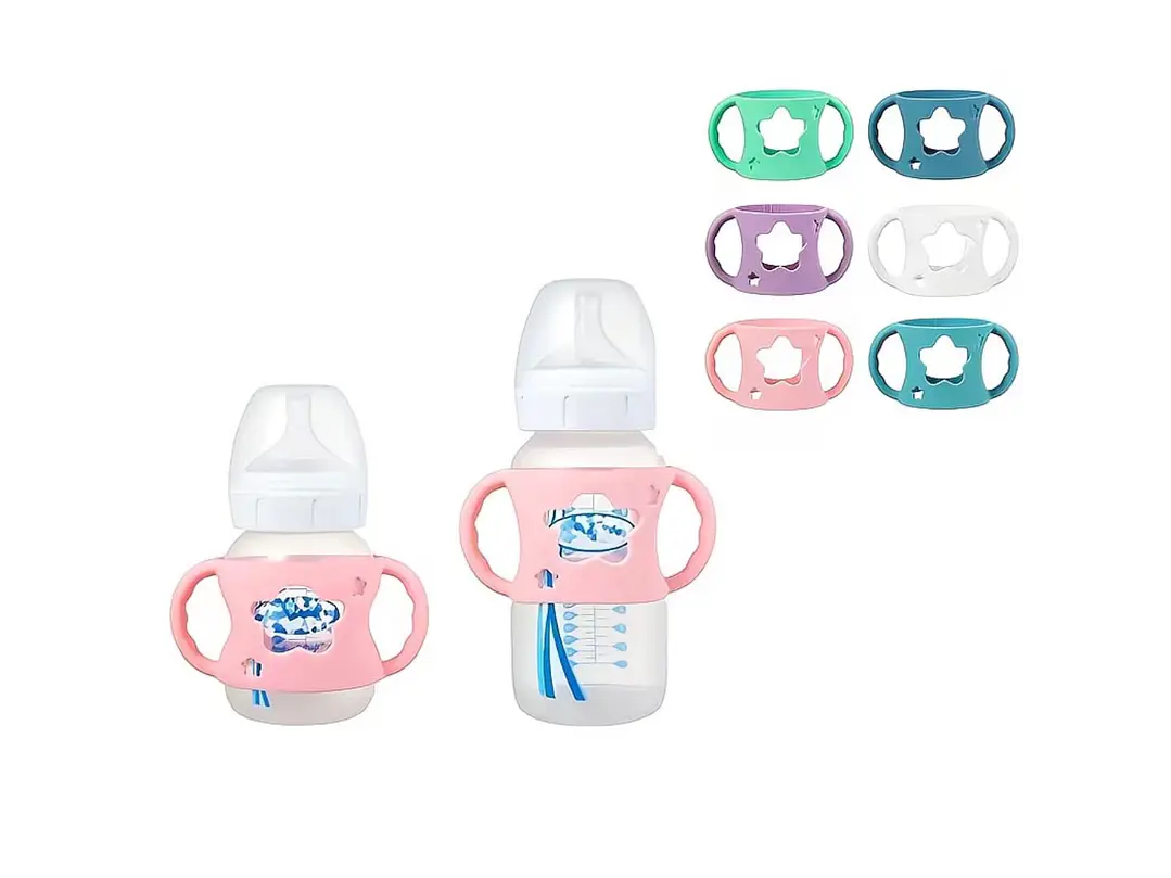 Asa De Silicona Para Biberon Rosa 1