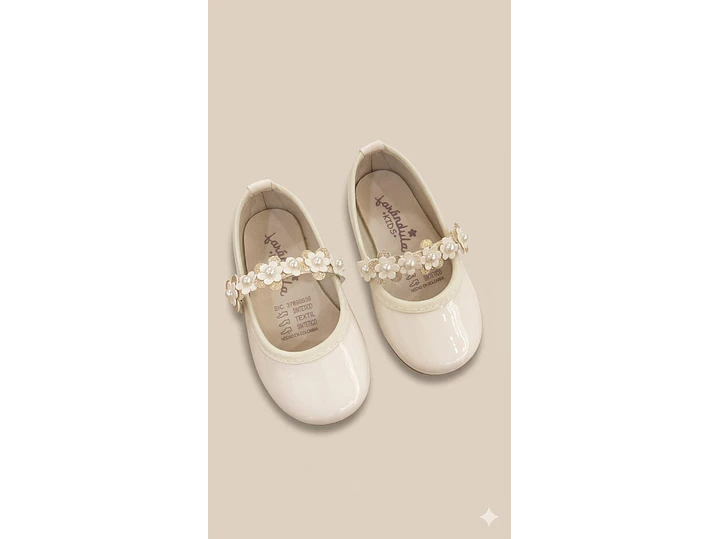 Baleta Beige Flores 1