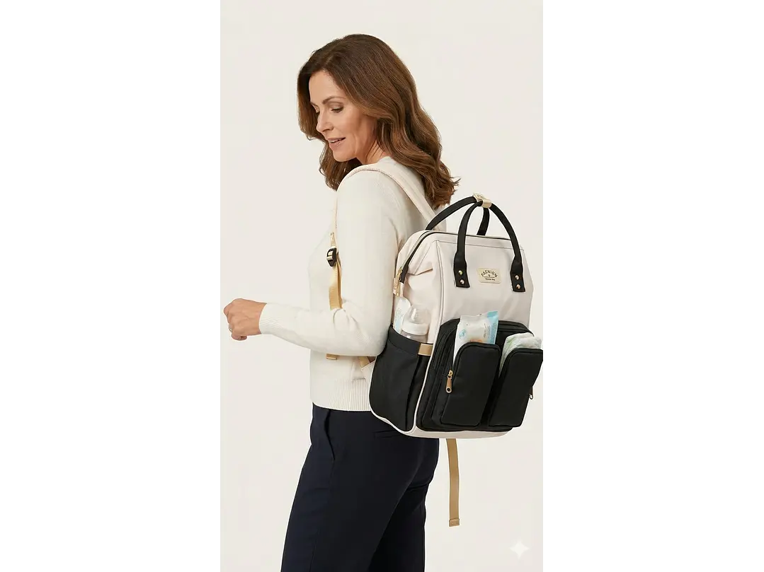 Pañalera Negro Beige 1