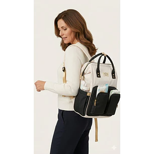 Pañalera Negro Beige