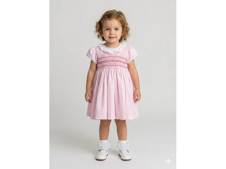 Vestido Nido De Abeja Rosa  1
