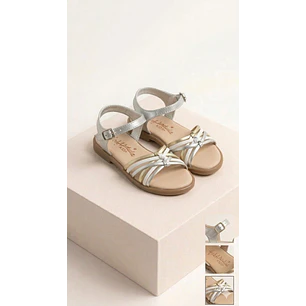 Sandalia  Blanco Plata Dorado