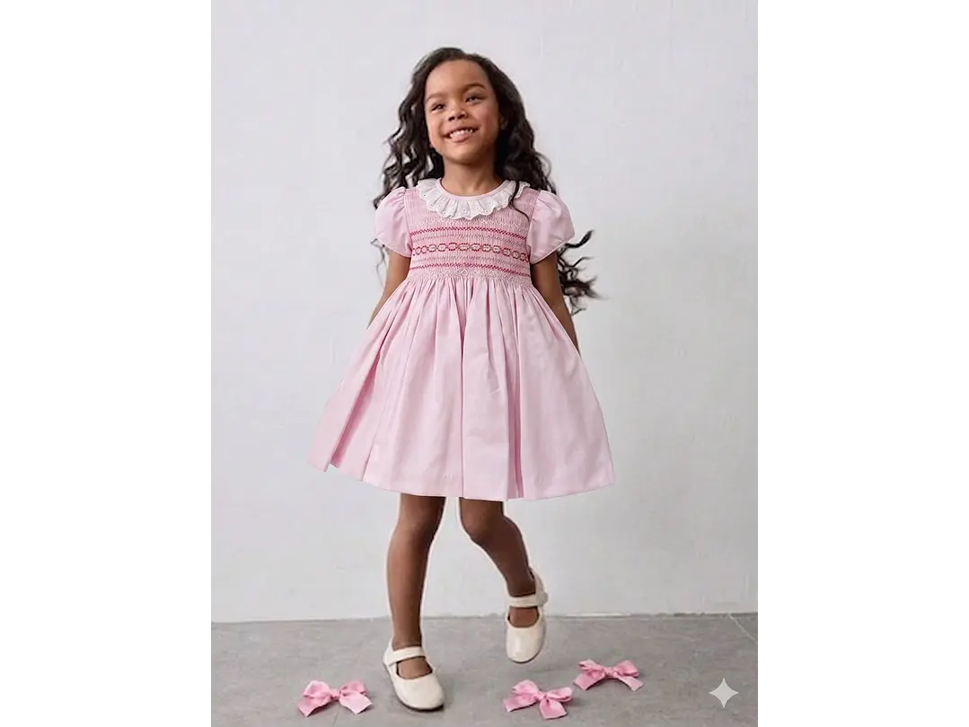 Vestido Nido De Abeja Rosa  1