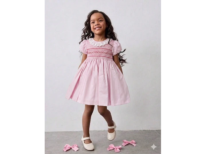 Vestido Nido De Abeja Rosa  1