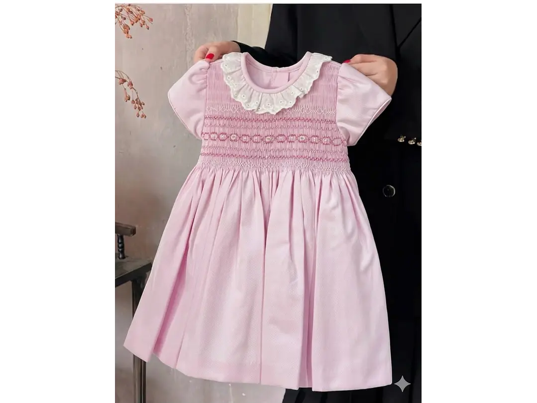 Vestido Nido De Abeja Rosa  3