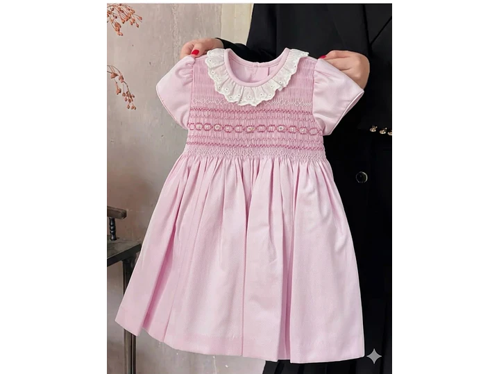 Vestido Nido De Abeja Rosa  3