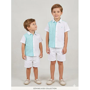 Camisa Lino Azul Crudo