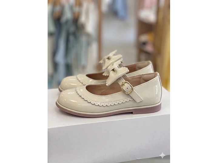 Baleta Ceremonia Charol Lazo Beige 1
