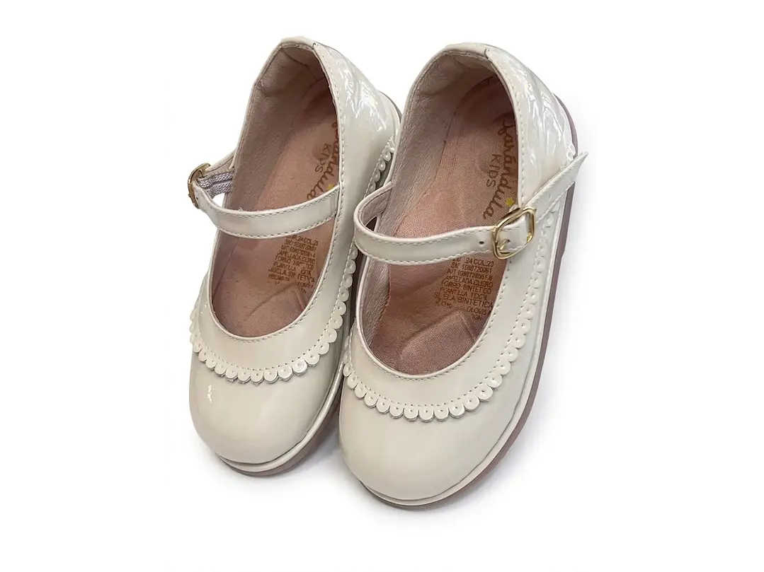 Baleta Ceremonia Charol Lazo Beige 4