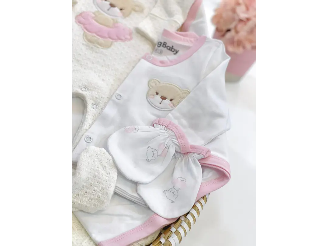 Set Primera Puesta Hilo Beige Oso 0-3M 6
