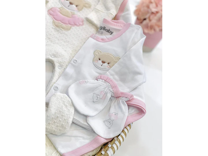 Set Primera Puesta Hilo Beige Oso 0-3M 6