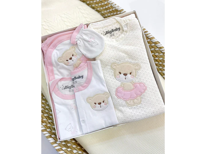 Set Primera Puesta Hilo Beige Oso 0-3M 1