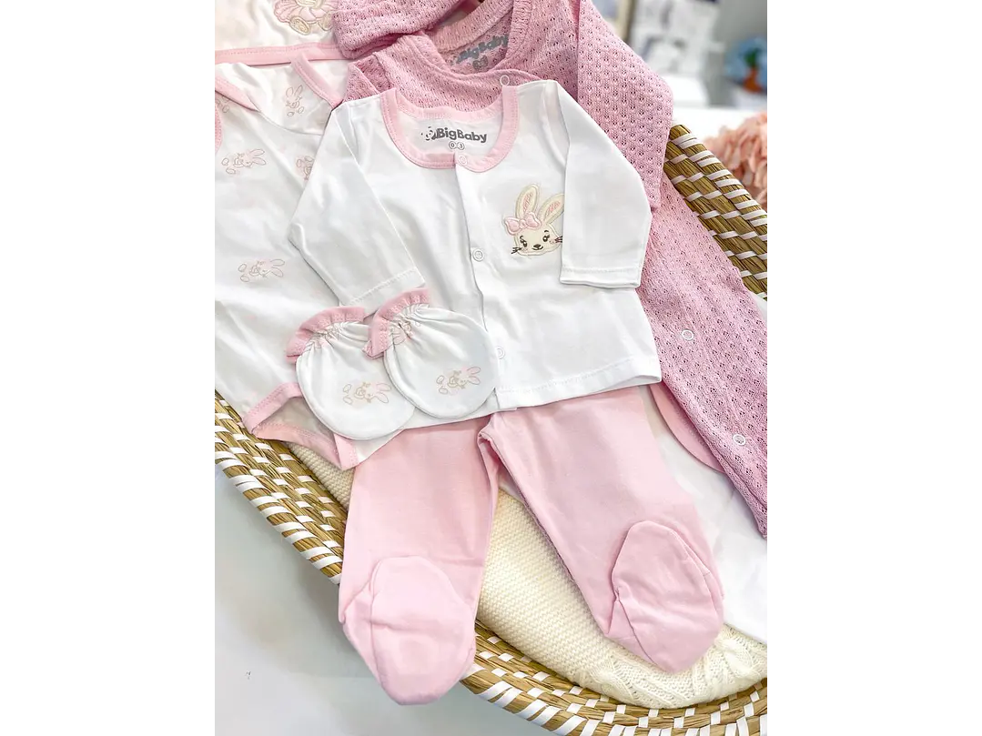 Primera Puesta Hilo Rosa Conejo 0-3M 3
