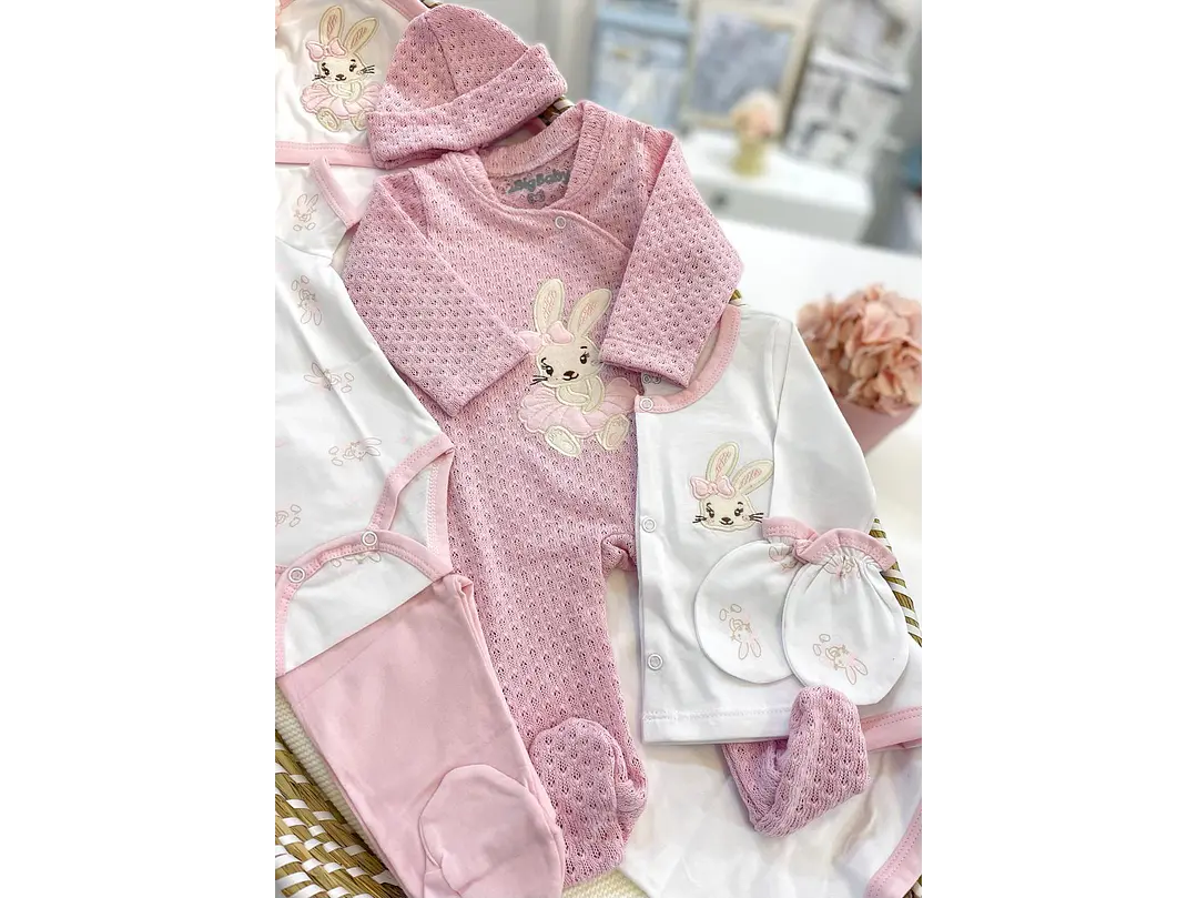 Primera Puesta Hilo Rosa Conejo 0-3M 2