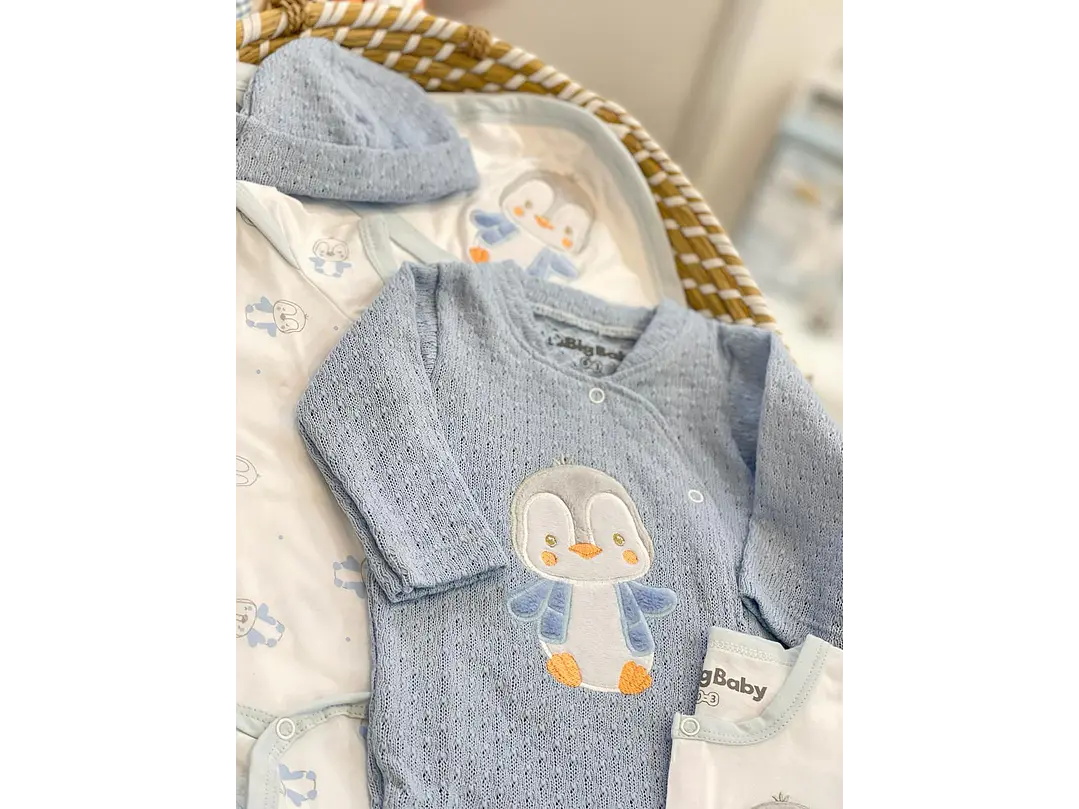 Primera Puesta Hilo Azul Pingüino 0-3M 5