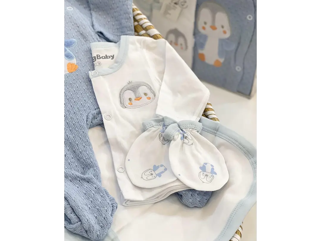 Primera Puesta Hilo Azul Pingüino 0-3M 6
