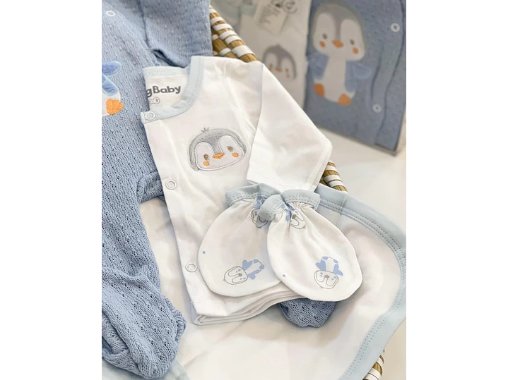 Primera Puesta Hilo Azul Pingüino 0-3M 6