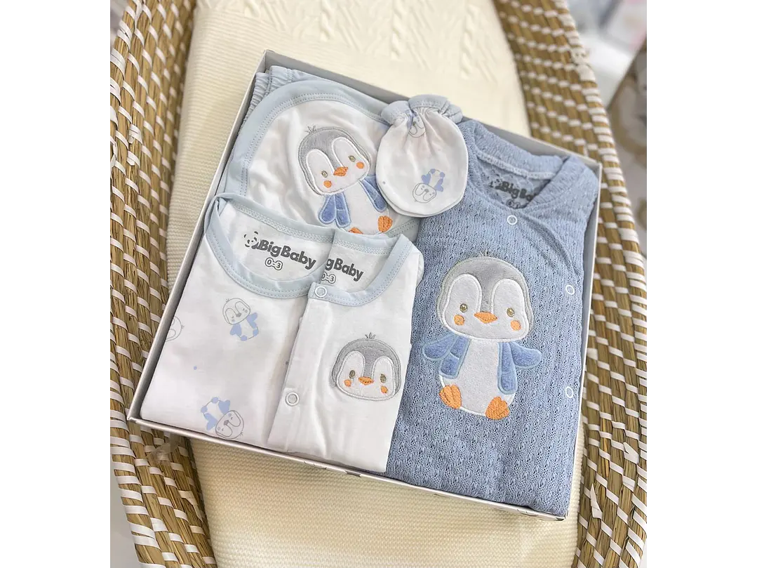 Primera Puesta Hilo Azul Pingüino 0-3M 7