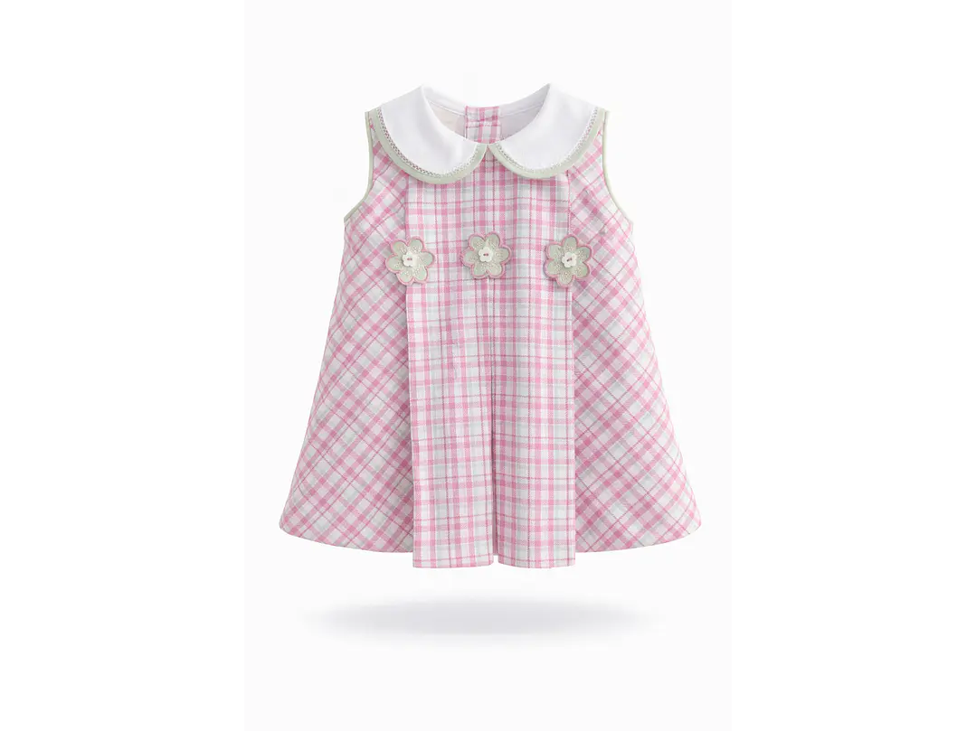 Vestido Cuadros  Rosa 1