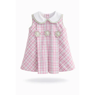 Vestido Cuadros  Rosa