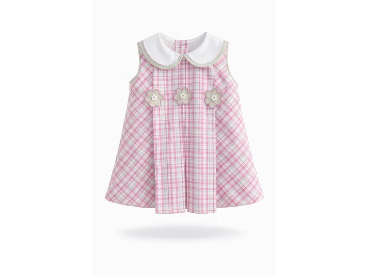 Vestido Cuadros  Rosa 1