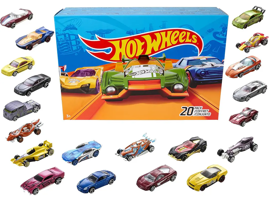  Hot Wheels - Paquete de 20 autos y camiones de juguete, 1