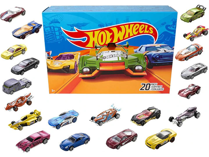  Hot Wheels - Paquete de 20 autos y camiones de juguete, 1