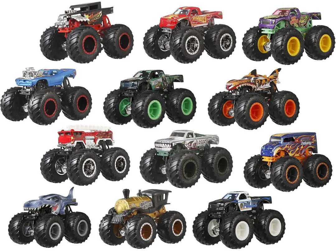 Hot Wheels Monster Trucks, juego de 12 camiones monstruo de juguete 1