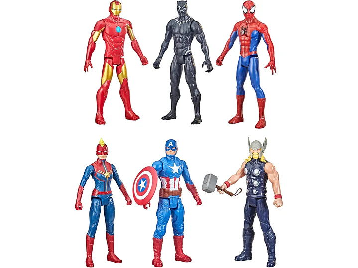 Marvel Titan Hero Series - Figura de acción multipaquete, 6 figuras de acción, juguetes de 12 pulgadas, inspirados en Marvel Comics, para 2
