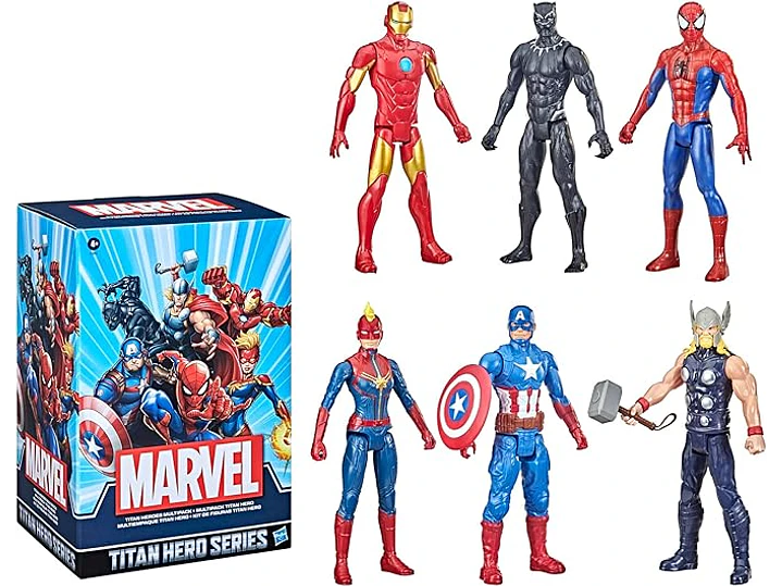 Marvel Titan Hero Series - Figura de acción multipaquete, 6 figuras de acción, juguetes de 12 pulgadas, inspirados en Marvel Comics, para 1